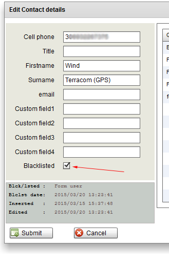 sms number blacklist form